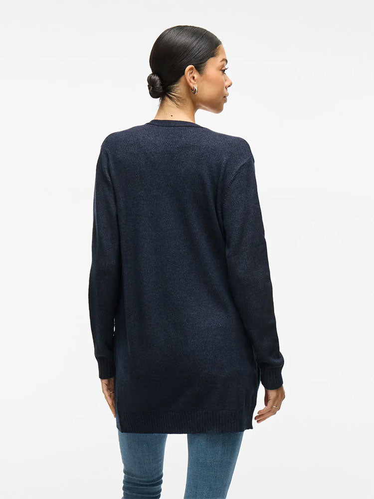 Viril Long Knit Cardigan-Navy