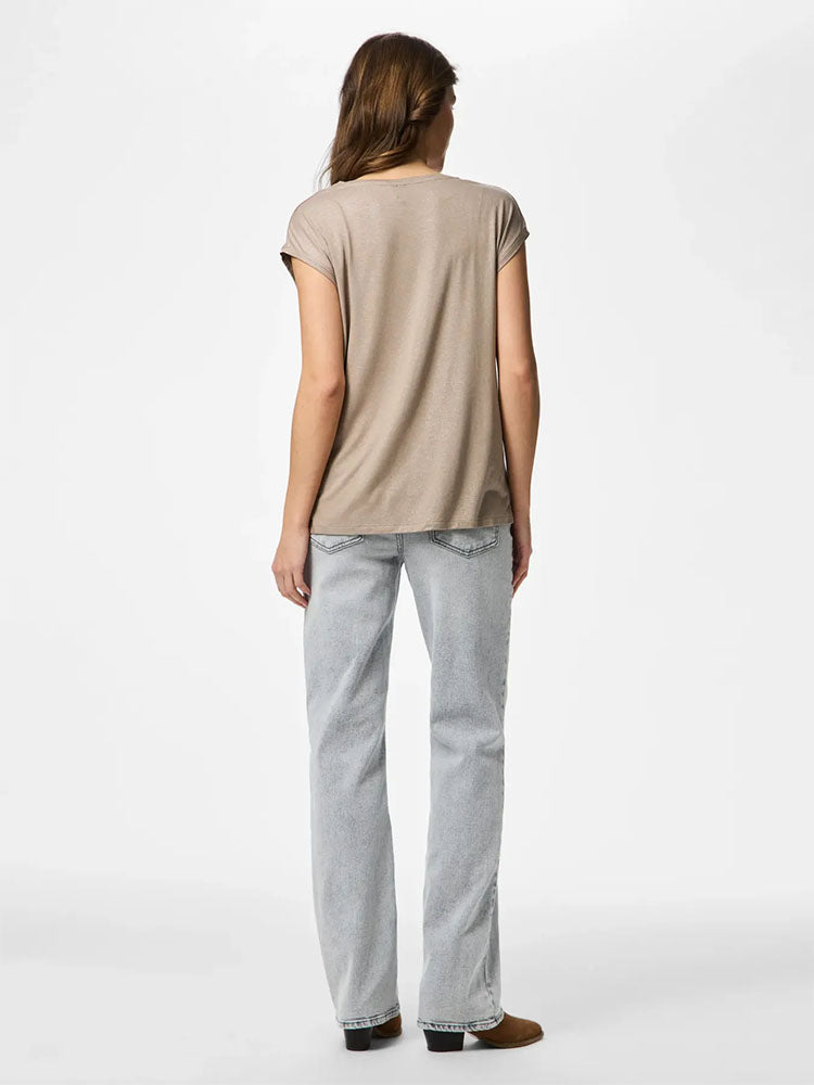 Pcalice Glitter T-Shirt- Beige