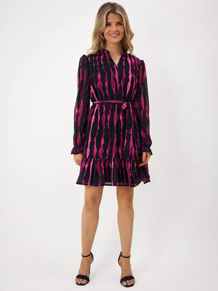 Kate &amp; Pippa Venus Mini Dress In Magenta Print