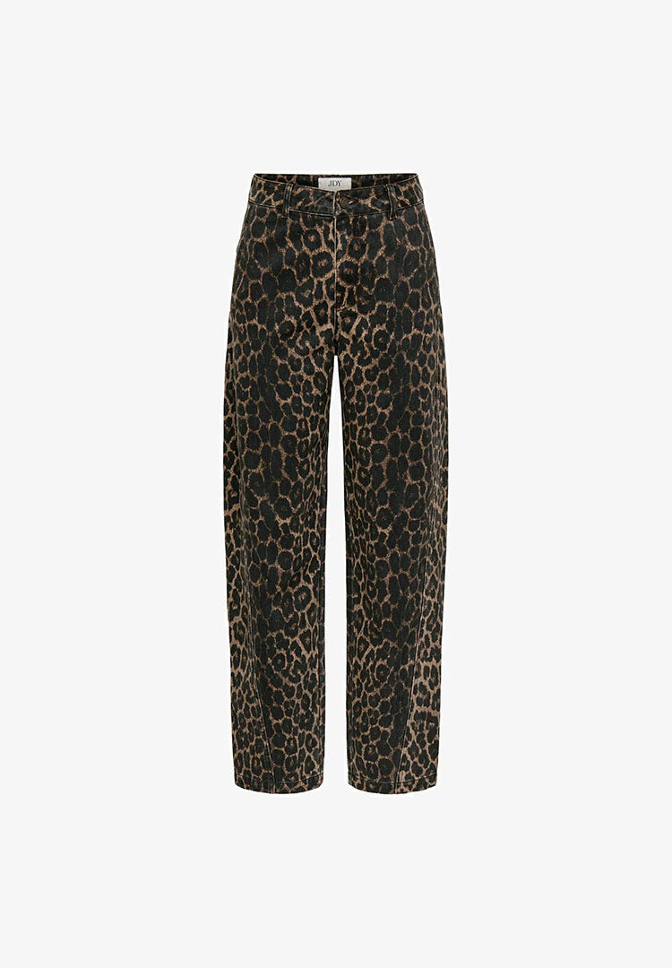 Jdybay High Waist Barrel Jeans-Leopard Print
