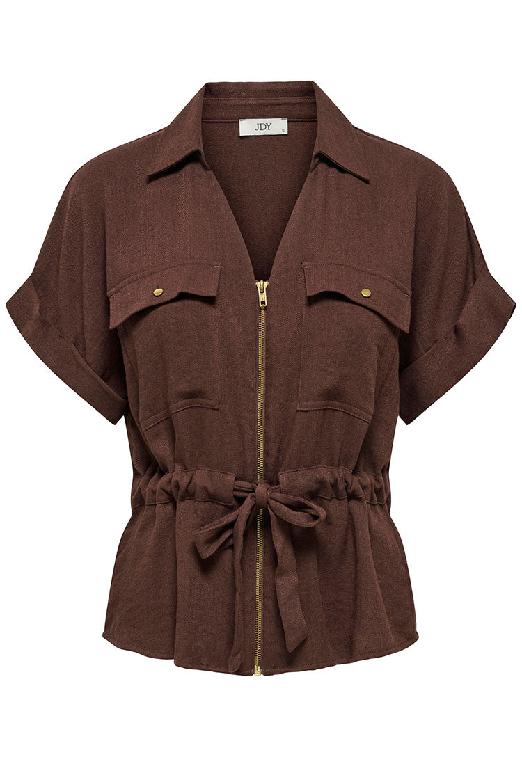 Jdymille Zip Shirt-Coffee