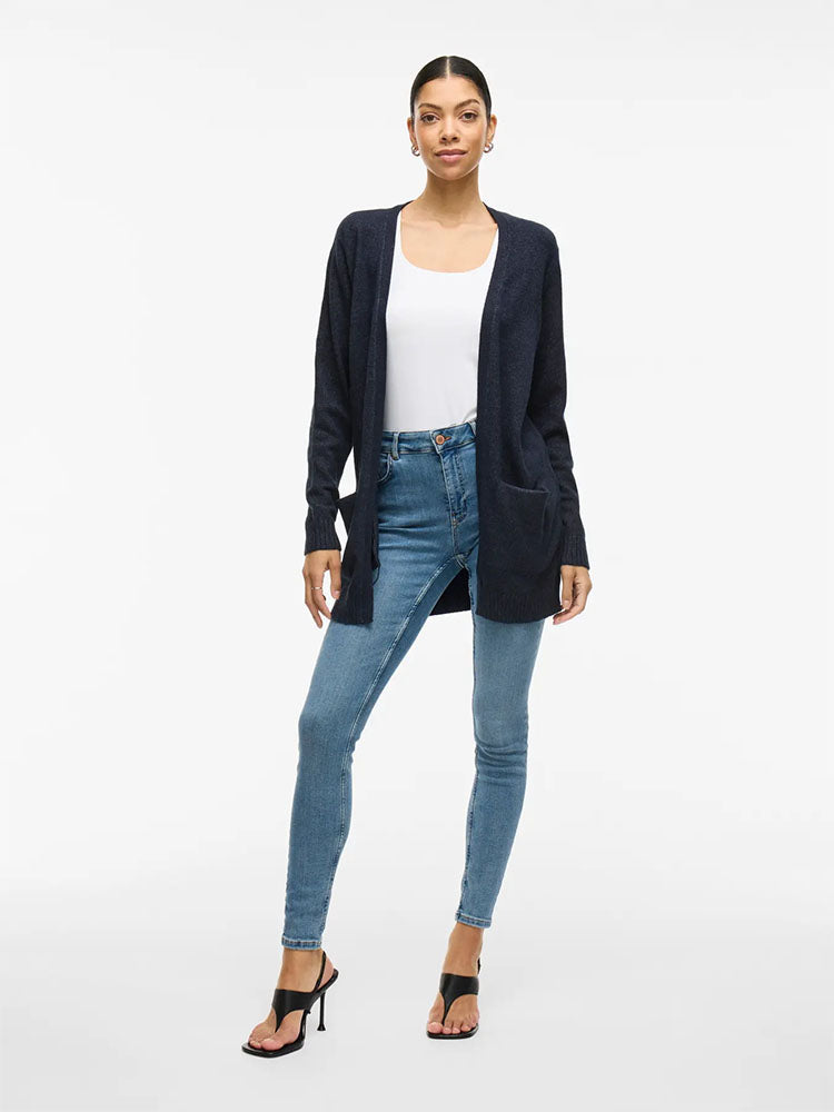 Viril Long Knit Cardigan-Navy