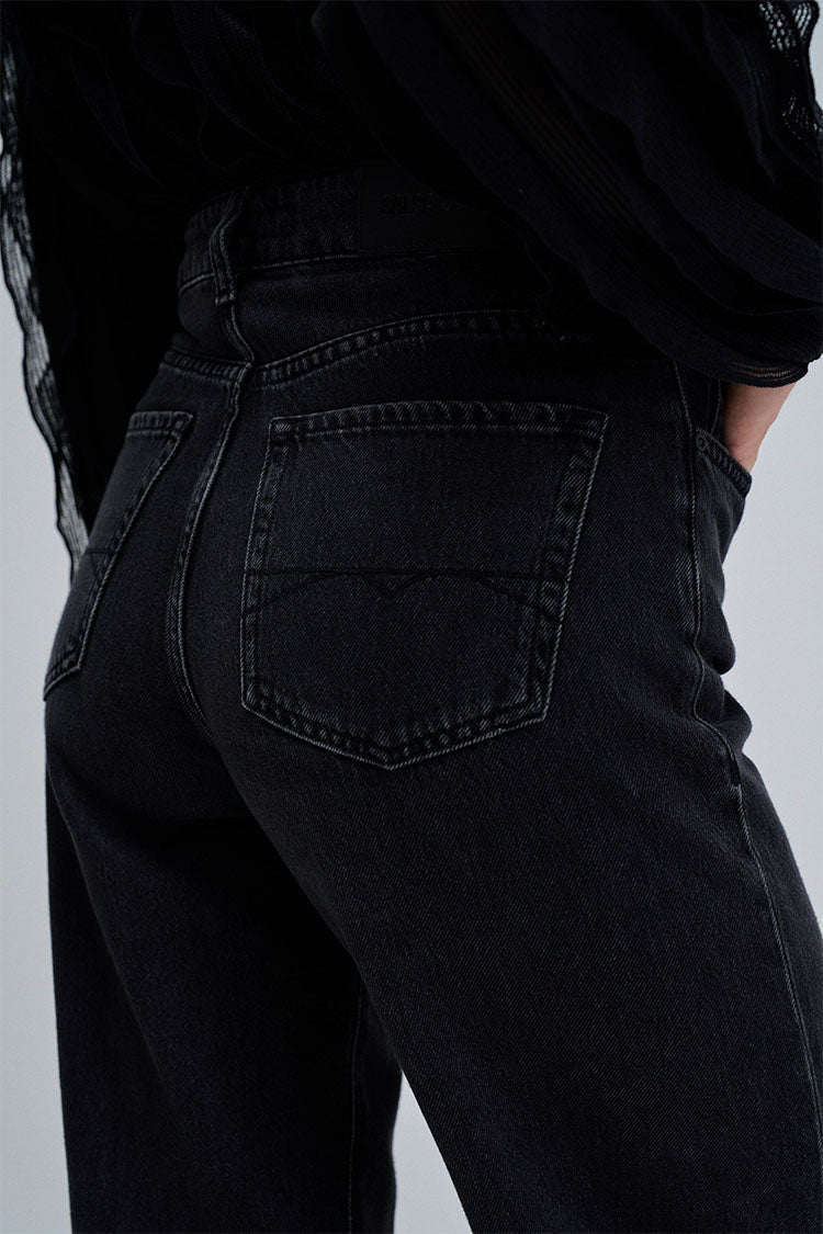 Salsa Wide Leg Jeans-Black Wash