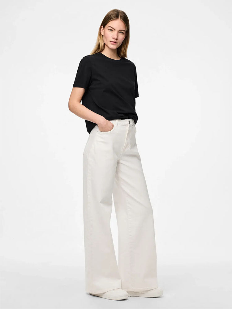 Pcselma High Waist Wide Leg Jeans-White