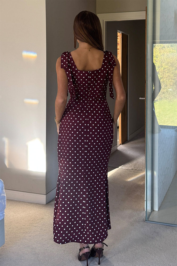 Jovi Tie Shoulder Square Neck Midi Dress Berry Spot