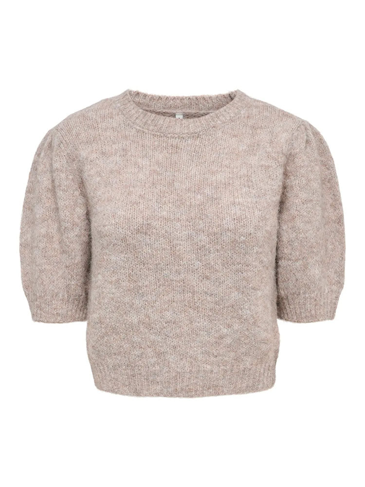 Onlnellie Short Sleeve Knit Sweater-Mocha Melange