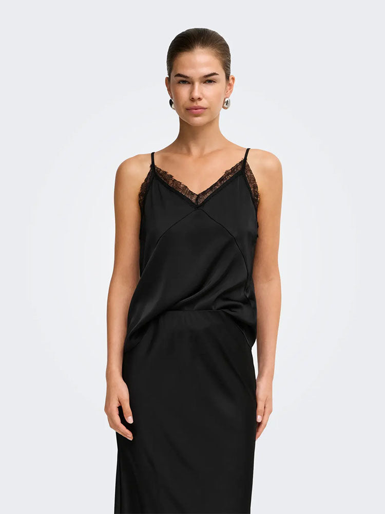 Onlmenus Strap Lace Top-Black