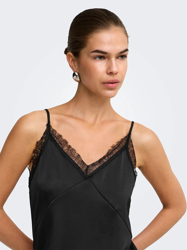 Onlmenus Strap Lace Top-Black