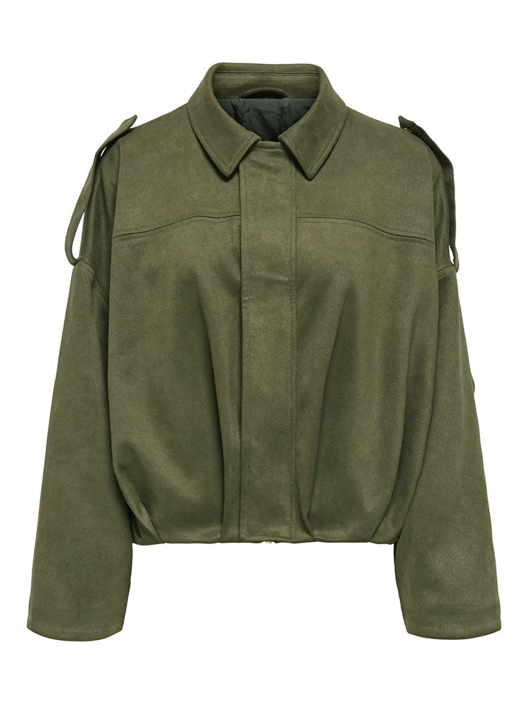 Onlmoon Faux Suede Bomber Jacket-Grape Leaf