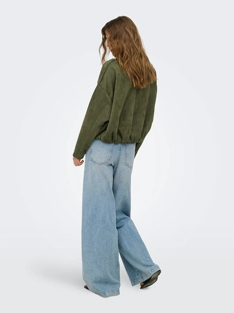 Onlmoon Faux Suede Bomber Jacket-Grape Leaf