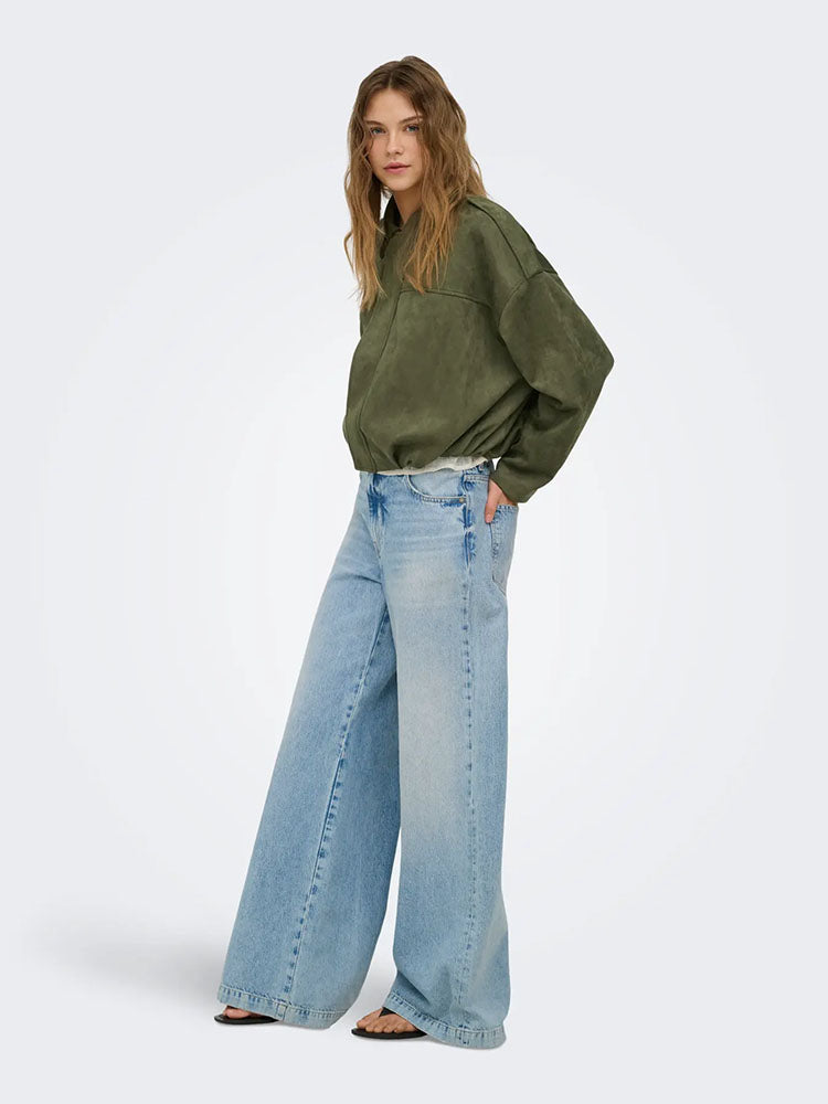 Onlmoon Faux Suede Bomber Jacket-Grape Leaf