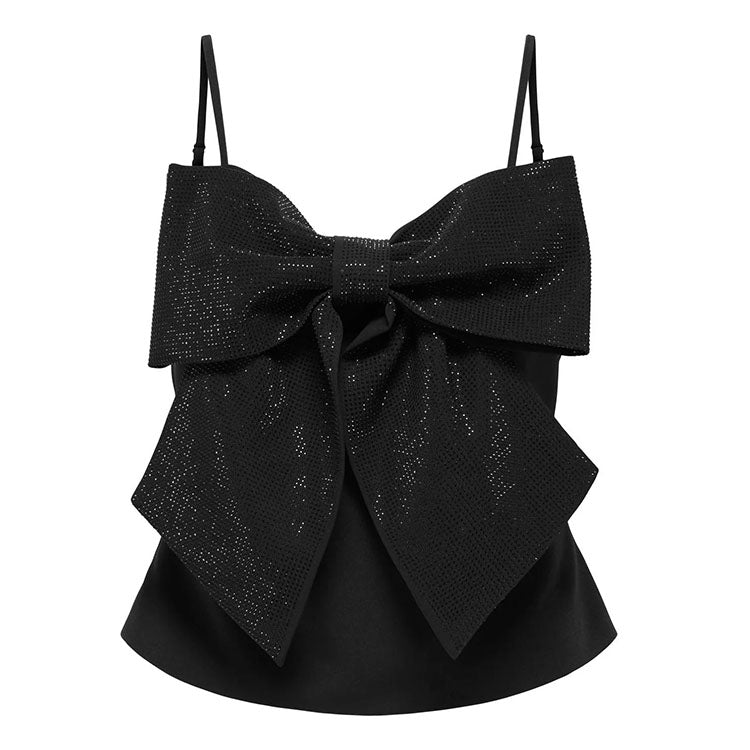 Onlginie Rhinestone Bow Strap Top