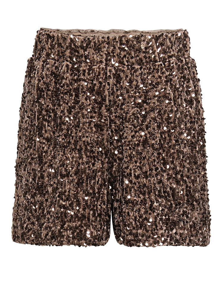 Onlconfidence Sequin Shorts-Brown