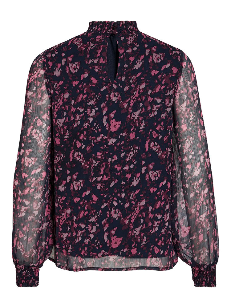 Vifalia High Neck Top-Black/Purple Graphic