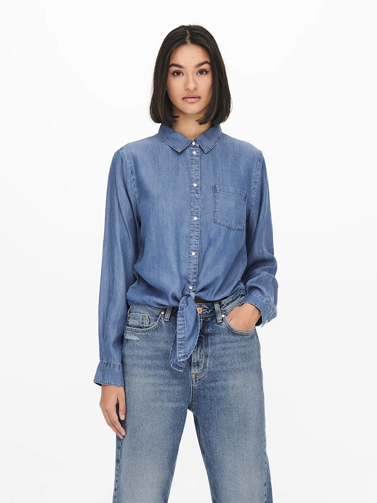 Jdyjasper Knot Shirt-Medium Blue Denim