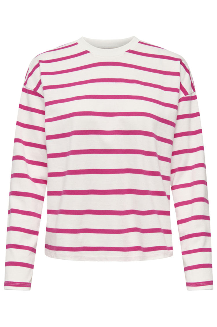 Onlsoph Long Sleeve Top-White/Pink Stripe