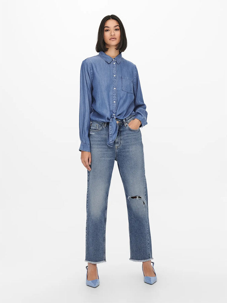 Jdyjasper Knot Shirt-Medium Blue Denim