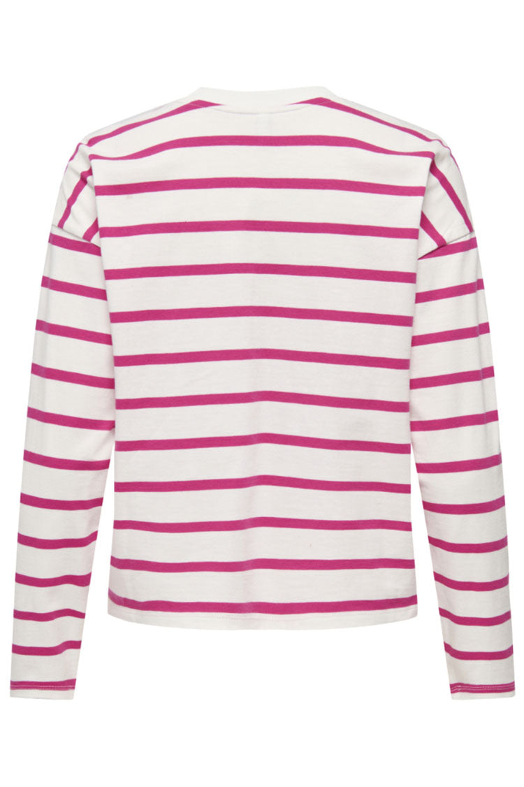 Onlsoph Long Sleeve Top-White/Pink Stripe
