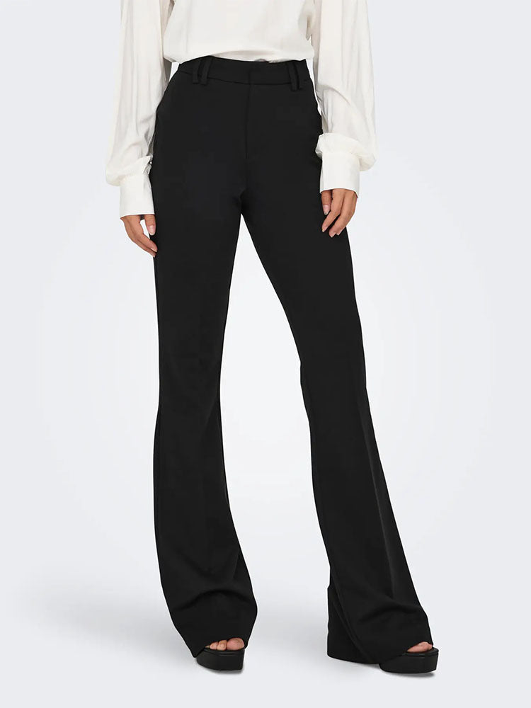 Onlpeach Mid Waist Flared Trousers-Black
