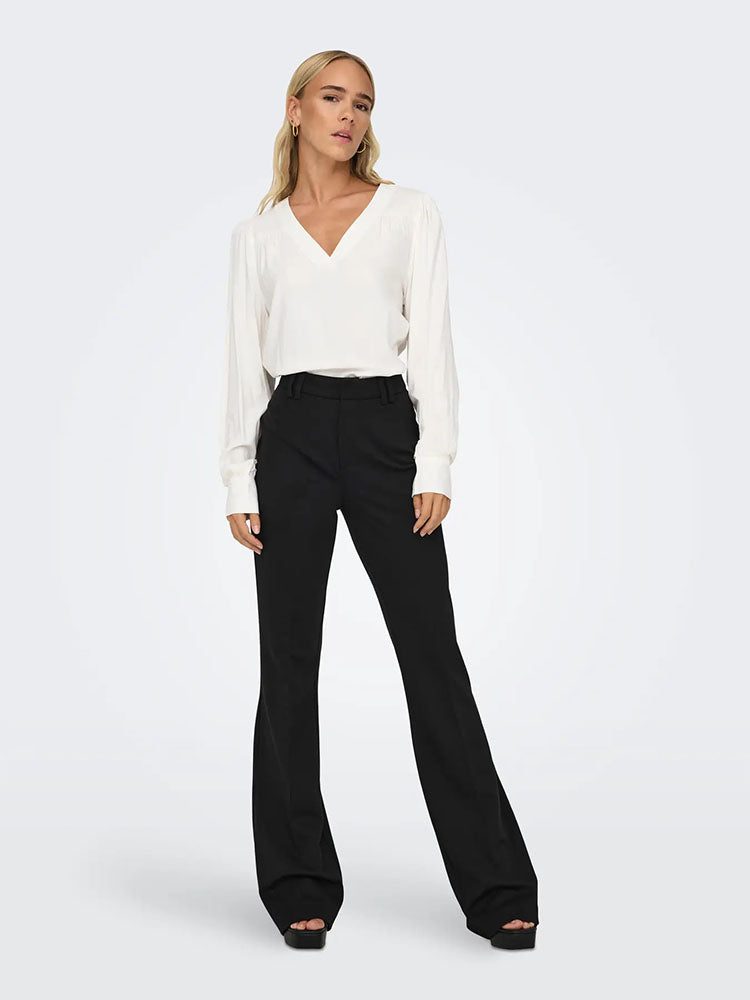 Onlpeach Mid Waist Flared Trousers-Black
