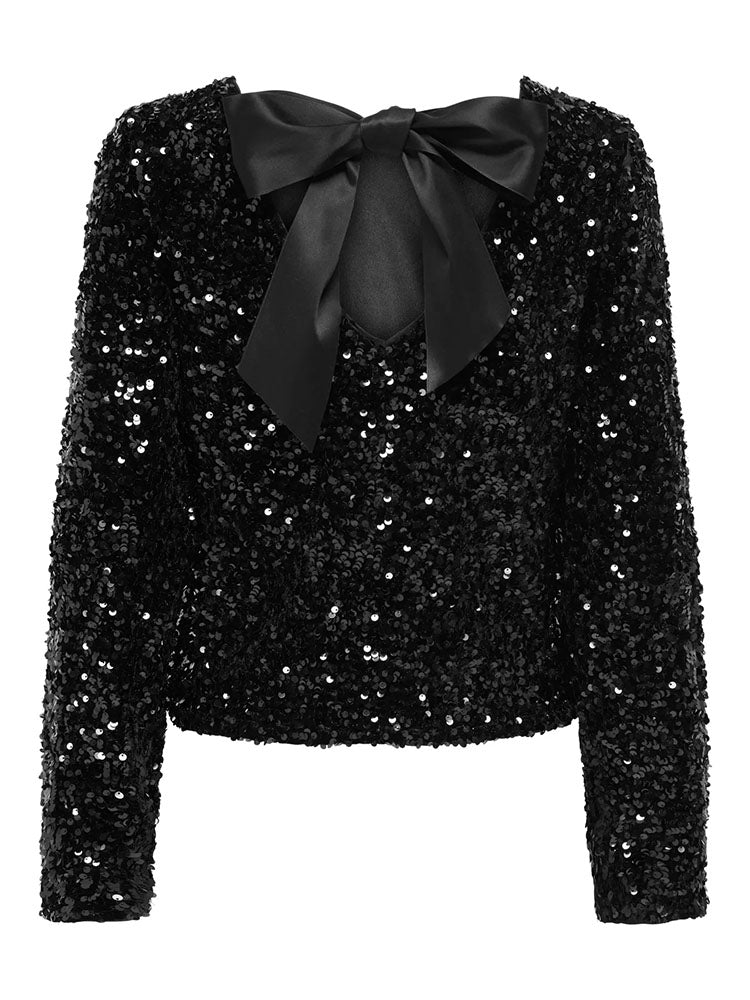 Onlconfidence Sequin Bow Top-Black