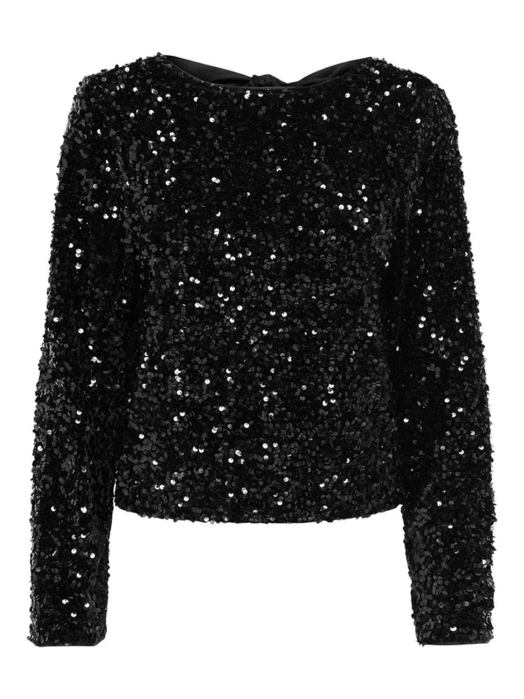 Onlconfidence Sequin Bow Top-Black