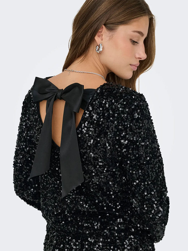 Onlconfidence Sequin Bow Top-Black
