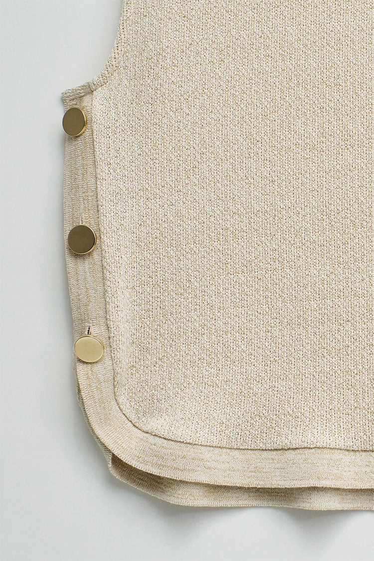 Lurex Knit Top-Beige/Gold