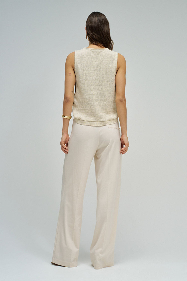 Lurex Knit Top-Beige/Gold
