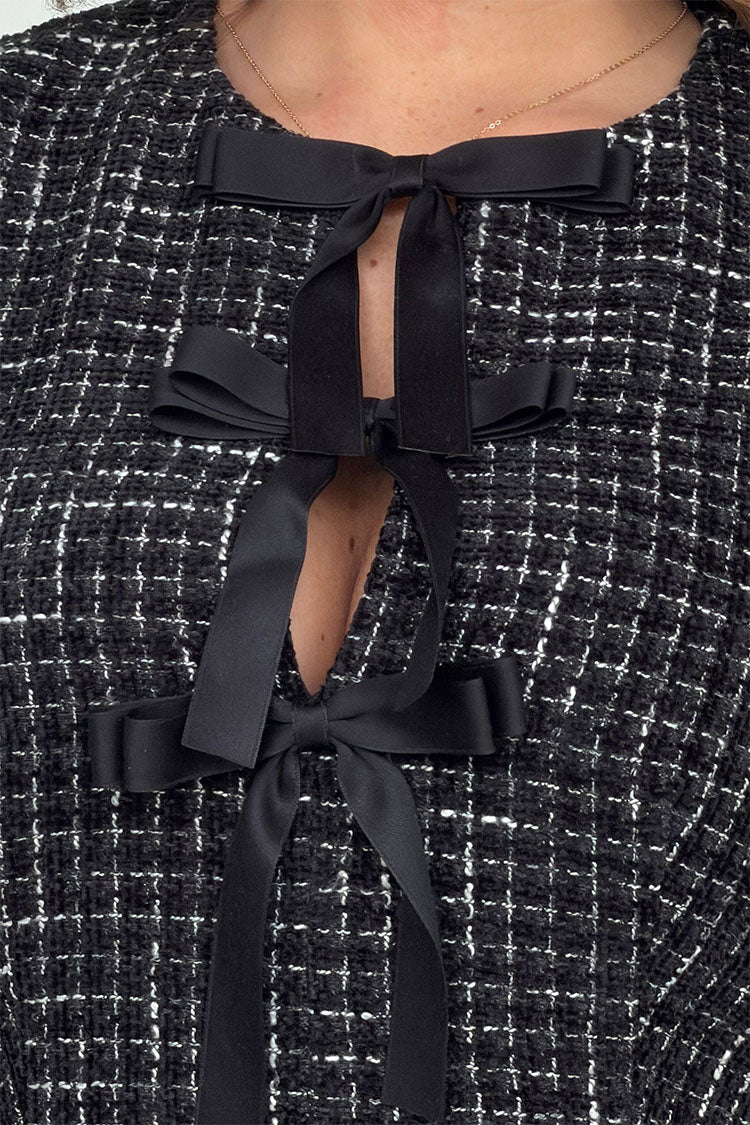 Kenza Bow Detail Mini Dress Black