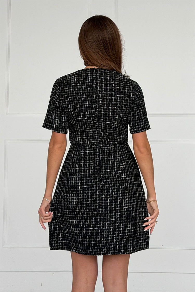 Kenza Bow Detail Mini Dress Black