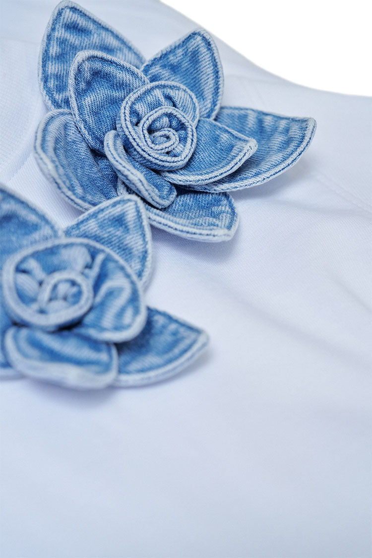 Salsa T-Shirt with Denim Floral Applique