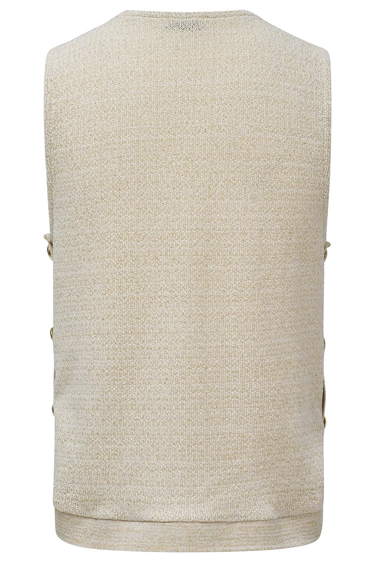 Lurex Knit Top-Beige/Gold
