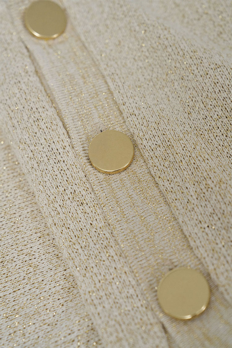 Lurex Knit Top-Beige/Gold
