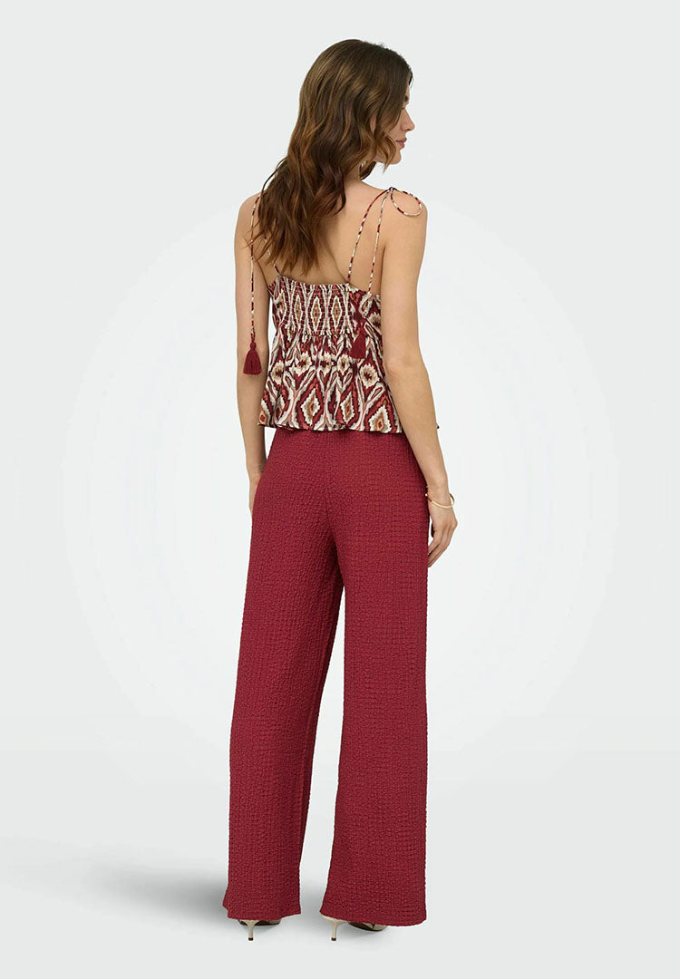 Onlerikka Wide Leg Trousers-Brick Red