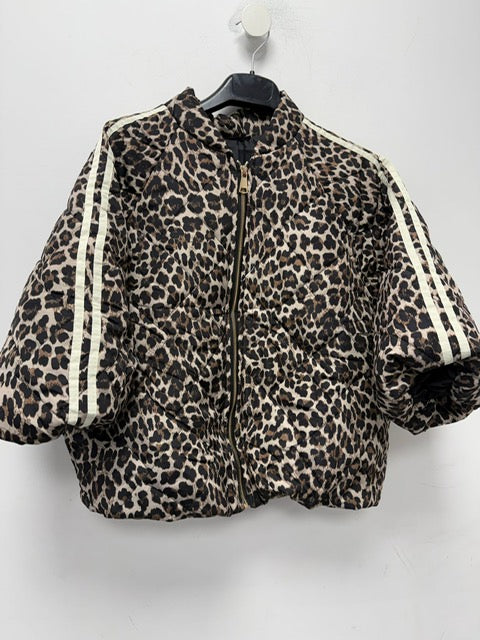 Leopard Print Balloon Sleeve Jacket