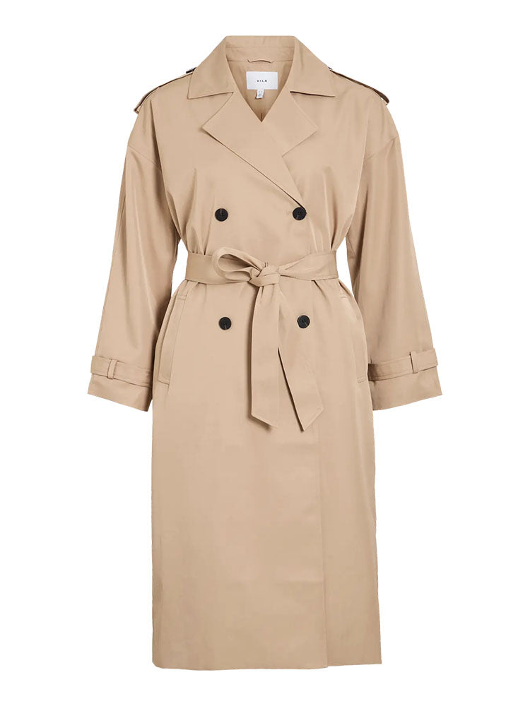 Viaddison Long Trenchcoat-Natural