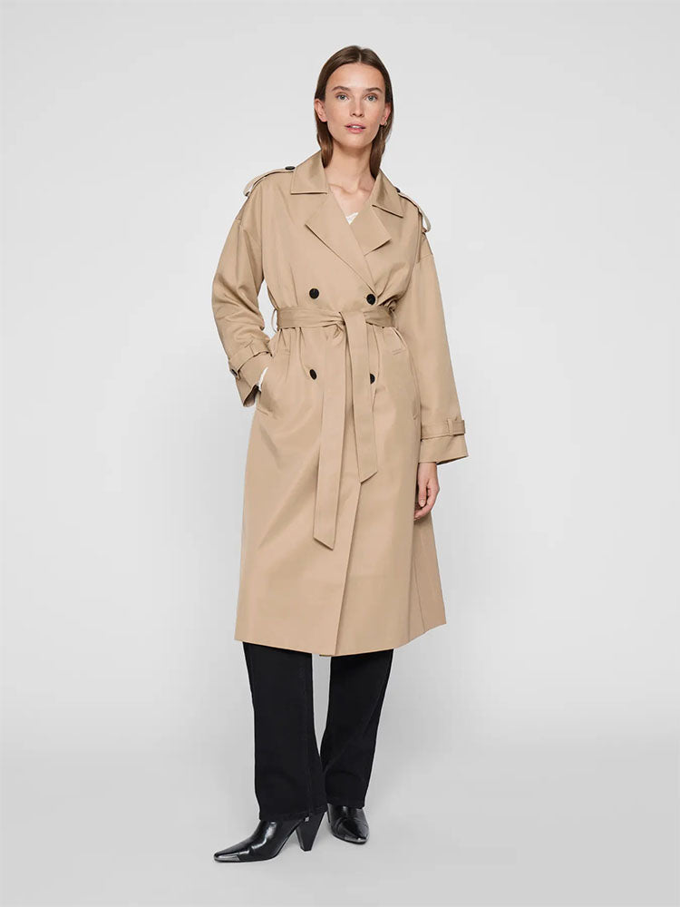 Viaddison Long Trenchcoat-Natural