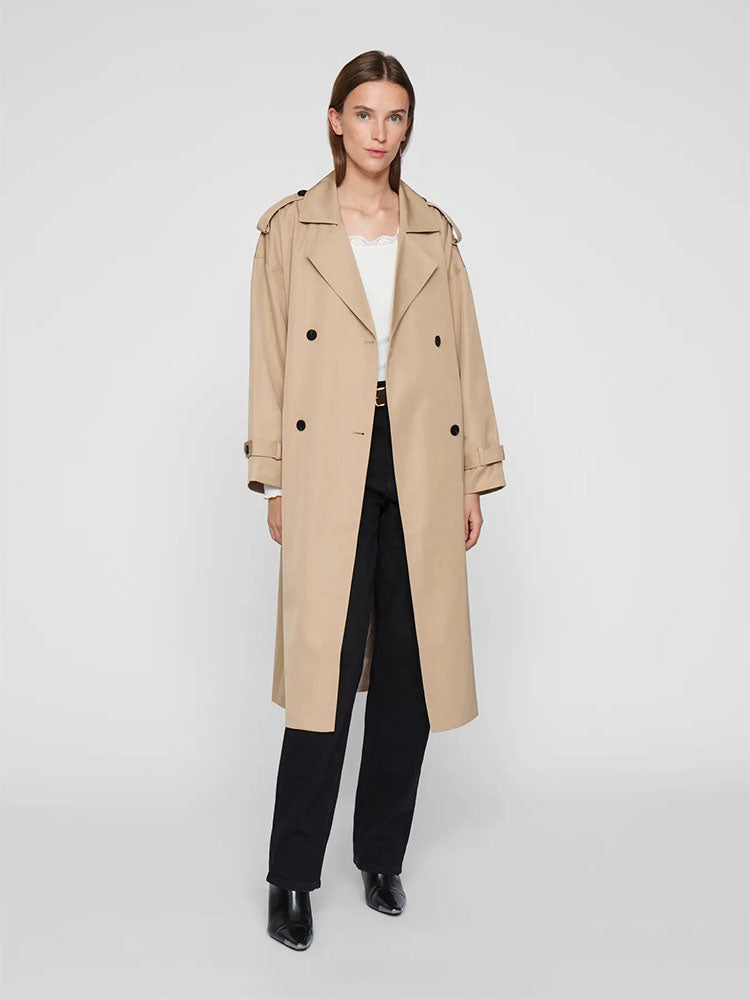 Viaddison Long Trenchcoat-Natural