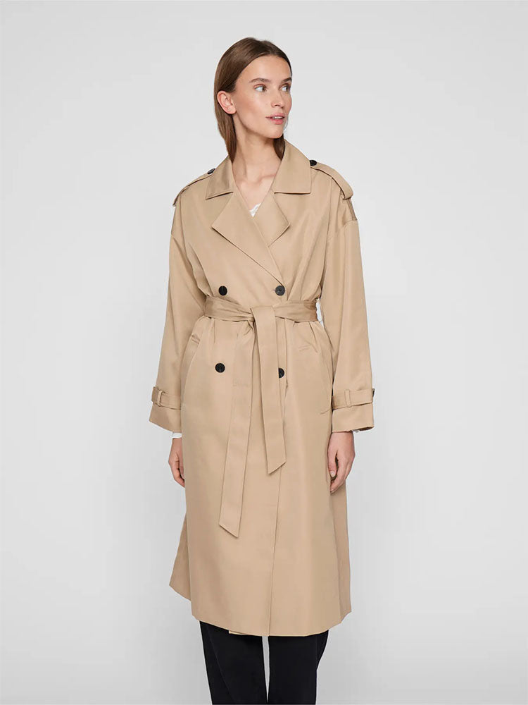 Viaddison Long Trenchcoat-Natural