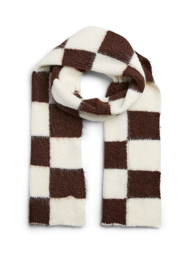 Pcalina Scarf-Brown/White Check