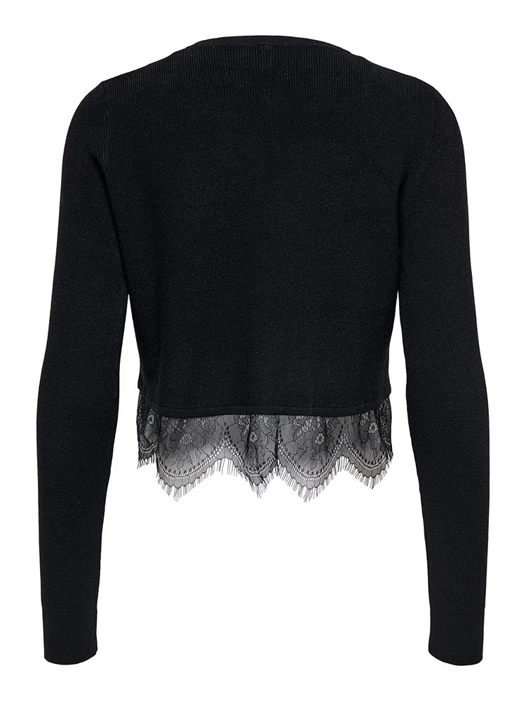 Onlperry Short Cardigan Lace Detail-Black