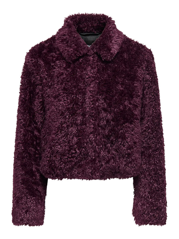 Onlginny Short Teddy Jacket-Plum