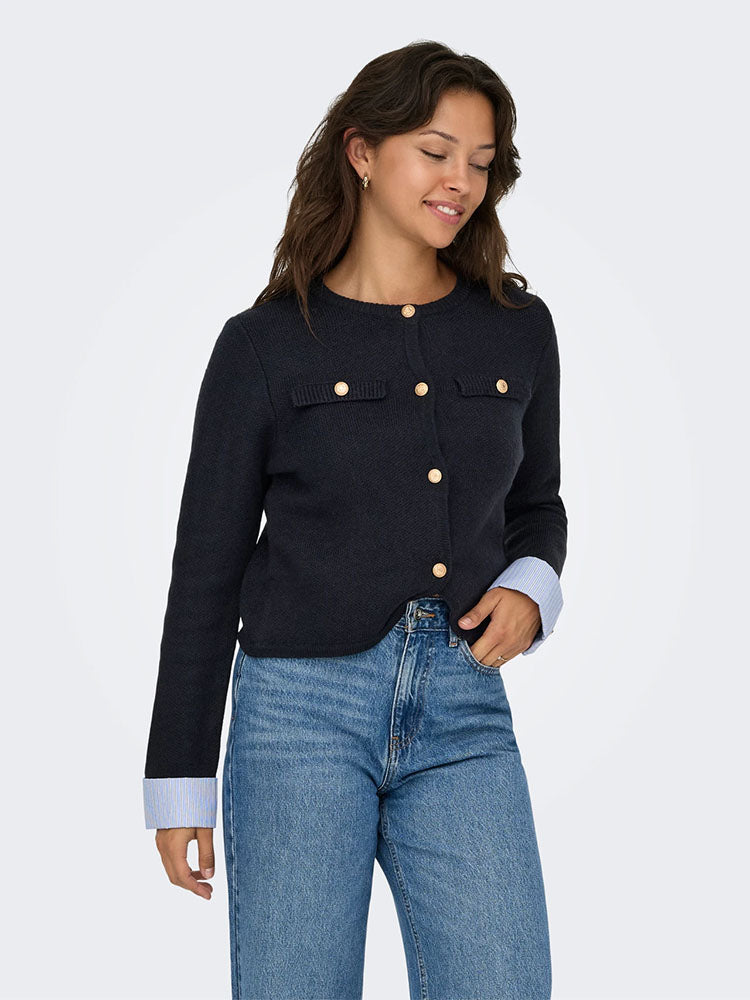 Onlaustin Knitted Cardigan-Navy