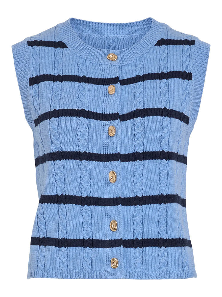 Viveksa Knit Vest-Navy/Blue Stripe