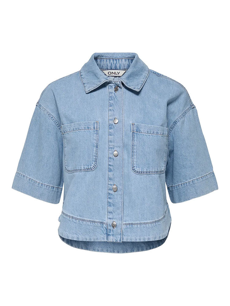 Onlcleo Short Denim Shirt-Light Blue Denim