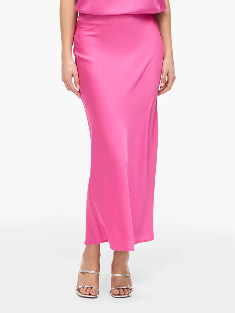 Viellette High Waist Midi Skirt-Pink