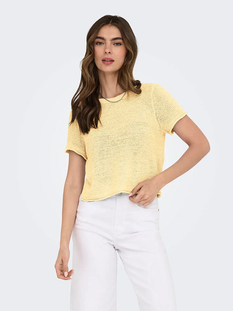 Onlsunny Short Sleeve Light Knit Sweater-Sunshine