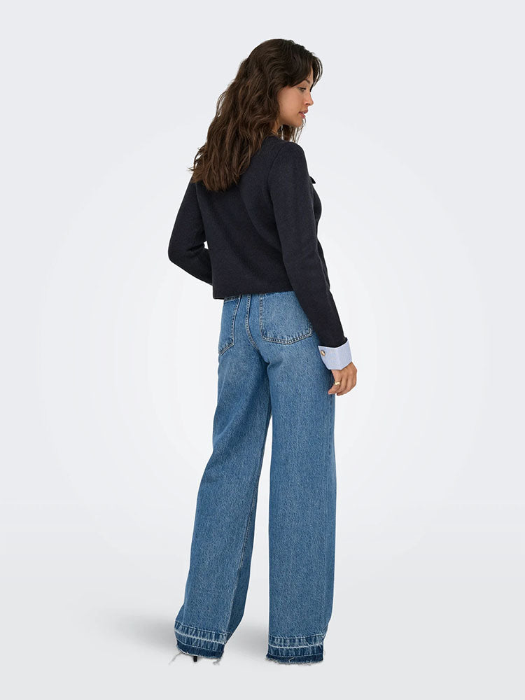 Onlaustin Knitted Cardigan-Navy