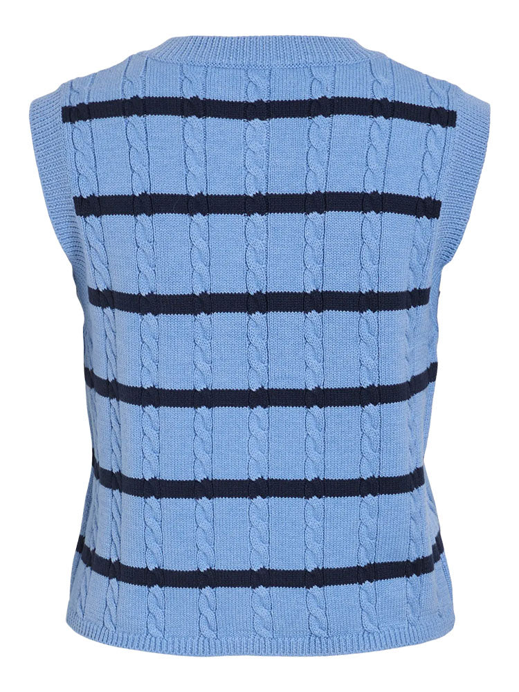 Viveksa Knit Vest-Navy/Blue Stripe